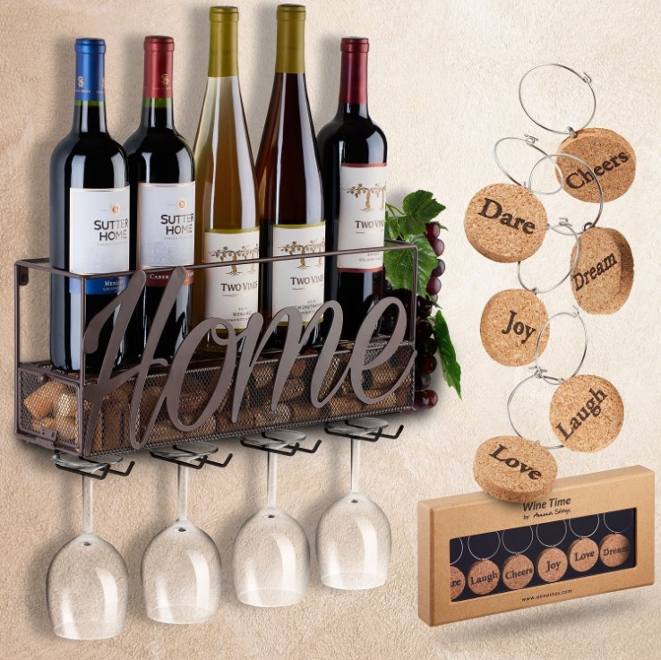 Wall mounted wine rack