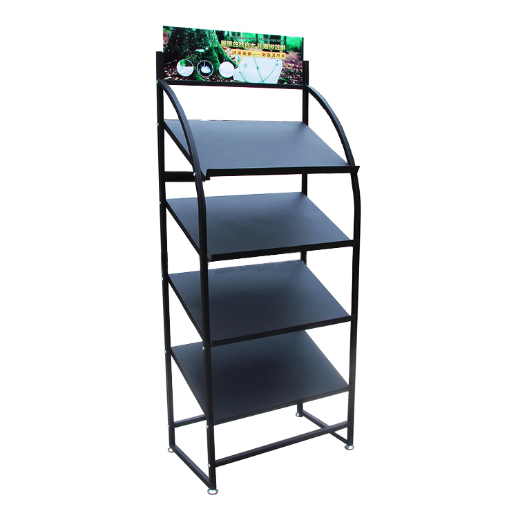 Wholesale Showroom 4 tier slanted metal shelf,Pop Showroom 4 tier
